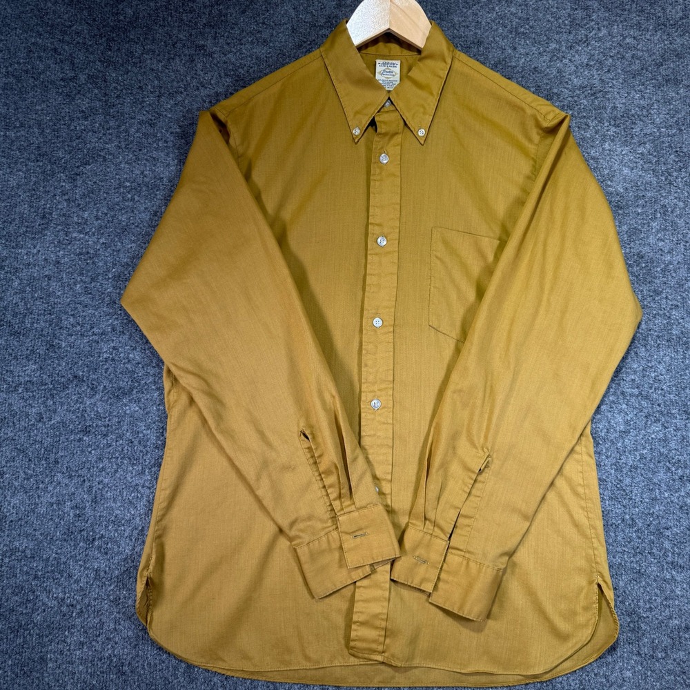 Arrow Cum Laude Button Down Shirt Mens Medium Mustard Yellow Vintage Tapered Fit
